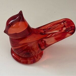 Ron Ray Signed 1996 Red Cardinal Of Love Glass Bird Figurine 4 inch